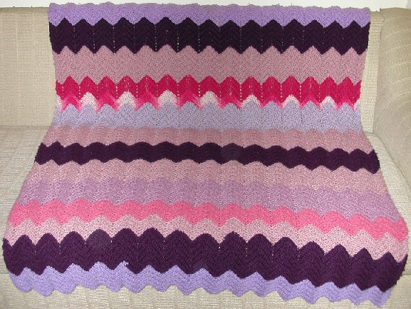 Pink & Purple Ripple Afghan