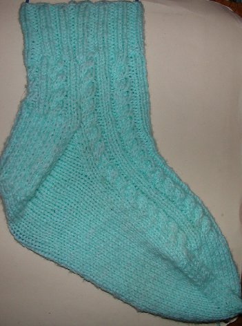 Cable Sock Sample -- Vogue Pattern
